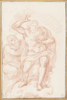 Drawing, Christ and Mary from Last Judgment