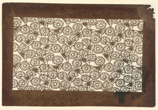 Katagami, Chrysanthemums and Fans