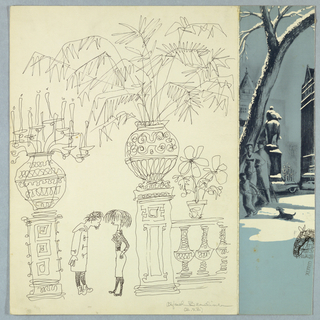 Drawing, Hippies at the Plaza