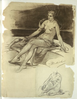 Drawing, Girl with Swan