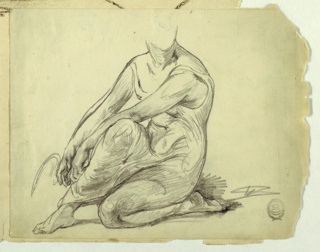 Drawing, Kneeling Woman