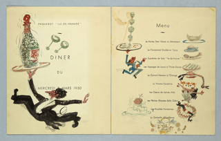 Drawing, Waiters and Food, Paquebot "Ile-de-France"