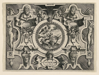 Print, Strapwork Grotesque with Mythological Scene
