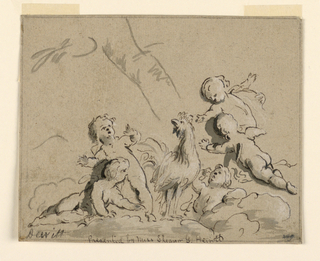 Drawing, Design for a Painting with Five Putti