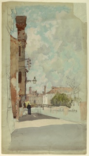 Drawing, Canal, Venice, Italy