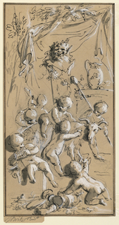 Drawing, Putti playing before a herm