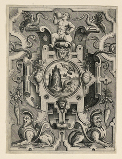 Print, Strapwork Grotesque with Mythological Scene