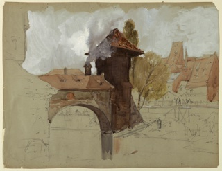 Drawing, Study of bridge and canal