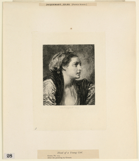 Print, Head of a Young Girl, from "Etchings of Pictures in the Metropolitan Museum, New York"