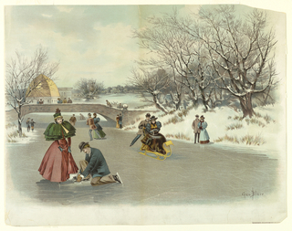 Print, Winter's Enjoyment in Central Park