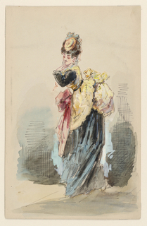 Drawing, A Lady Promenading