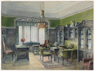 Drawing, Library or Office Interior