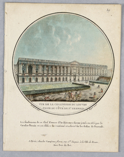 Print, Le Louvre Colonnade, Facing Saint Germain, Plate 39 of Vues Pittoresques de Principaux édifices de Paris