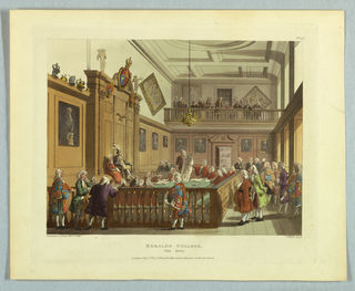 Print, Heralds College, The Hall, from "Ackermann's Repository"