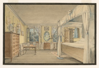 Drawing, Interior of a Bedroom