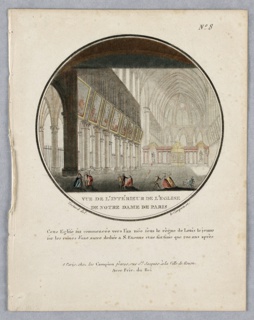 Print, Vue de l'intérieur de l'église de Notre Dame de Paris, No. 8 (View of the Exterior of the cathedral Notre Dame, Paris, Plate 8) from Vues pittoresques des principaux édifices de Paris