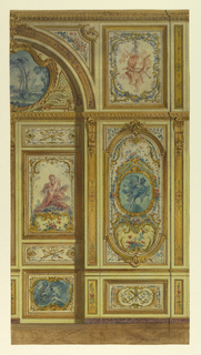 Drawing, Section of wall, Council chamber of Louis XV