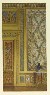 Drawing, Section of a wall, Queen's bedroom