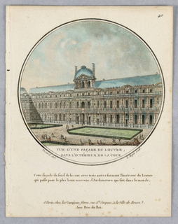 Print, Courtyard Façade of the Louvre, Plate 40 of Vues Pittoresques de Principaux édifices de Paris
