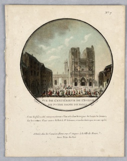 Print, Plate 7, Vue de l'extérieur de l'église de Notre Dame de Paris (View of the Exterior of the Cathedral Notre Dame, Paris), Vues pittoresques des principaux édifices de Paris