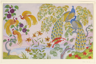 Drawing, Design for a Screen: Tropical Birds