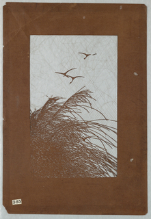 Katagami, Grasses and Cranes