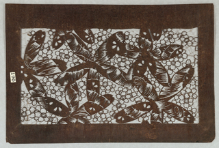 Katagami, Blossoms and Banana Leaves