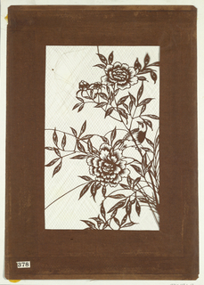 Katagami, Bird Among the Peonies