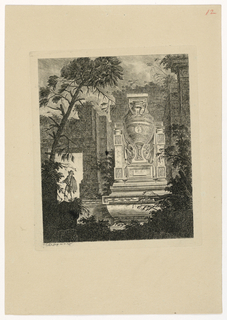 Print, Tombeau monumental avec personnage coiffé d'un chapeau