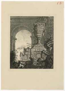 Print, Vase monumental avec serpents et personnages sous une arcade au second plan