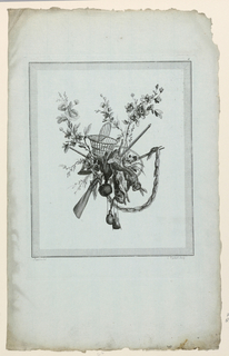 Print, Trophy with Implements of the Hunt, Plate 4 from "Suite de Trophées de chasse," Suite VI
