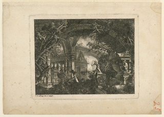 Print, Paysage d'architecture et de ruines vu sous un arc