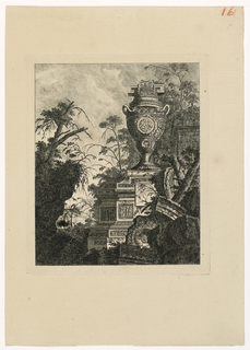 Print, Vase monumental décoré d'un bas-relief de caricatures