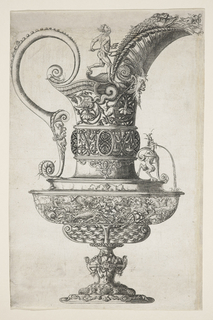 Print, Pitcher with a Figure of Neptune, from "Insignae Ac Planè Novum Opis Cratero Graphicum (A New Artistic Work, Eminent and Clear, On the Vessel)