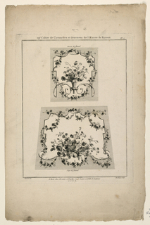 Print, Designs for Tapestry Chair Seats, Plate 1 from "Cahier de Cartouches et Ornemens de l'Oeuvre de Ranson"