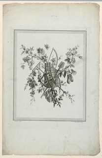 Print, Trophy with Gardening Implements, Plate 6 from  "Suite de différentes Attributs, Trophées, et Groupes de fleurs," Suite II