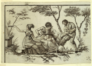Drawing, Fragment of a cartoon for cotton printing: Fauchon la Vielleuse