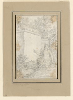 Drawing, Faun by a Monument