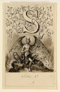 Drawing, Design for the letter S of a primer: Satan
