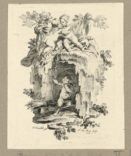 Print, Cherubs Around a Cave
