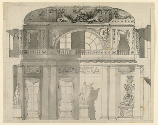Drawing, Design for a Salon, with Statues of Apollo and Venus