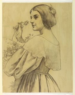 Drawing, Woman with Flowers