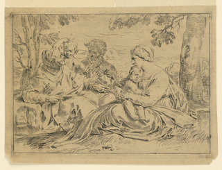Print, The Holy Family with Saint John and Saint Elizabeth