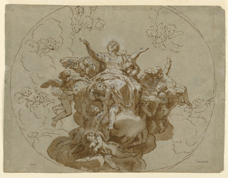 Drawing, Design for a Ceiling with the Ascension of the Virgin