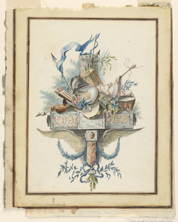 Drawing, Trophy with Attributes of War and Peace