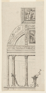 Drawing, Painted decoration of a vaulted room