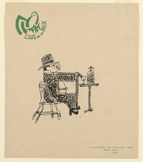 Drawing, Café de la Paix: Man with Walking Stick