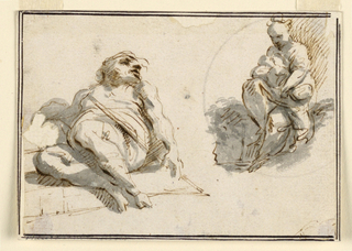 Drawing, A Sleeping Man and Mother with Baby