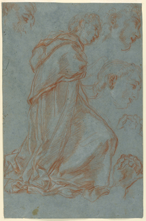 Drawing, Studies for a Kneeling Monk