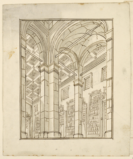 Drawing, Stage Design: Library Interior with Arches